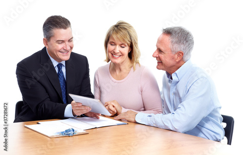 Senior couple with financial adviser.