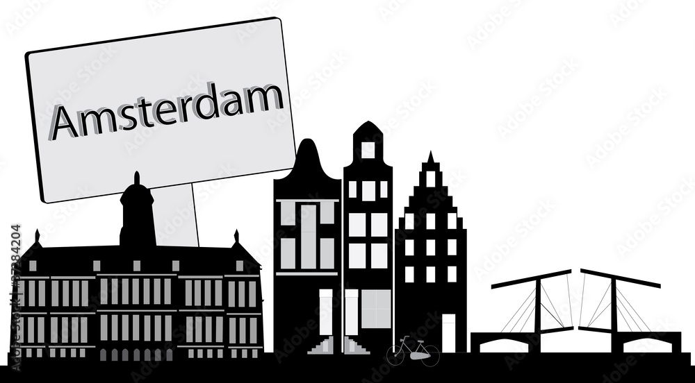 Amsterdam skyline with name plate