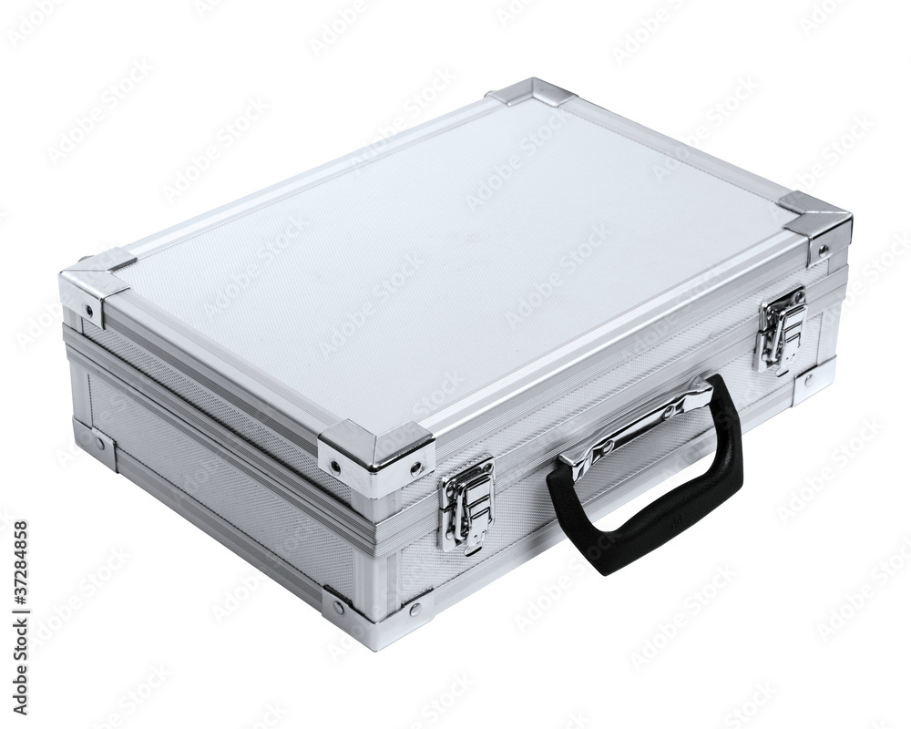 Aluminum suitcase isolated on a white background Aluminum suitcase isolated on a white background