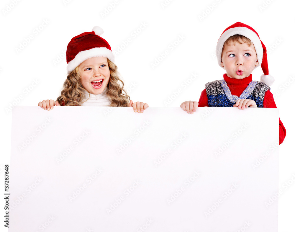Group kids with banner . Group kids with banner .
