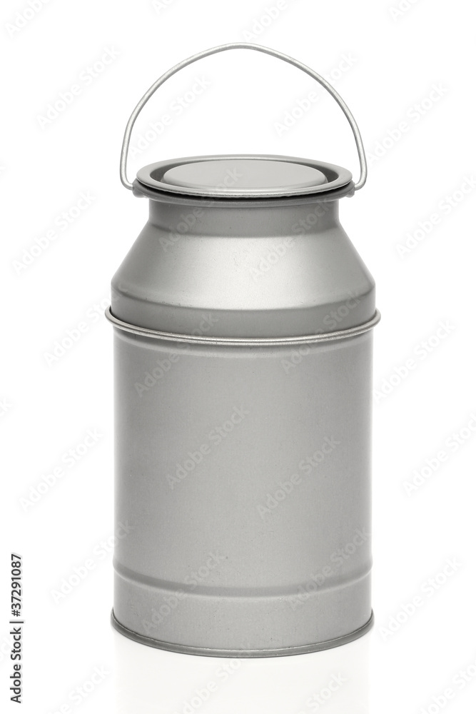 Milk canister. Milk container over white bakground Milk canister. Milk container over white bakground