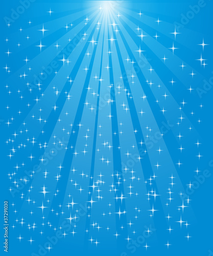 Lichtstrahlen, blau, Sterne, Schnee, Hintergrund