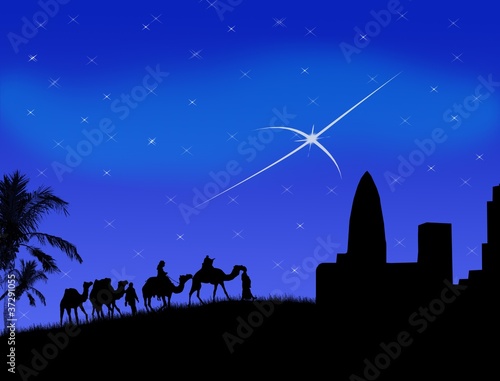 Wise men traveling to Bethlehem