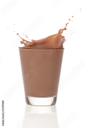 Milk chocolate splah over white background