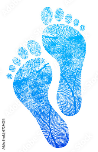 blue feetprint illustration design over white background photo