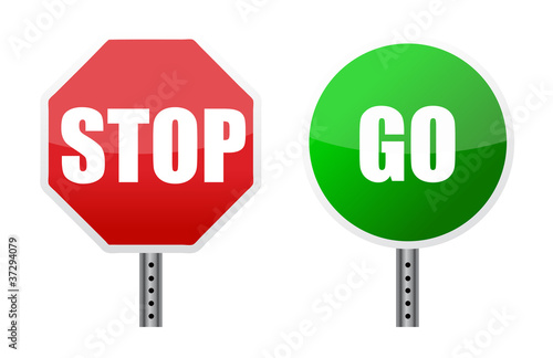 stop go sign illustrations over a white background