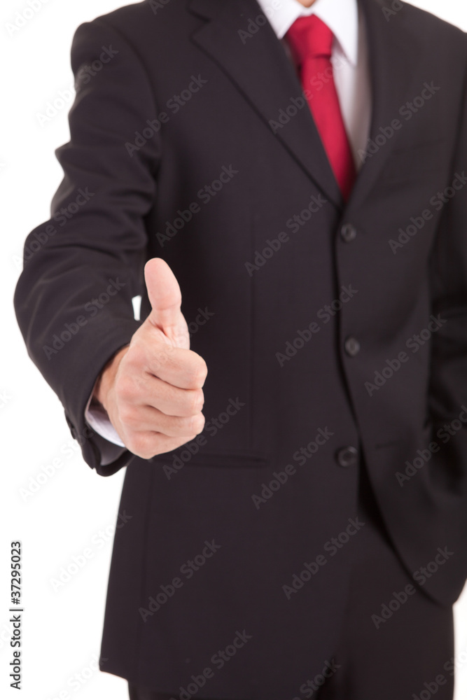 Business man showing thumb up Business man showing thumb up