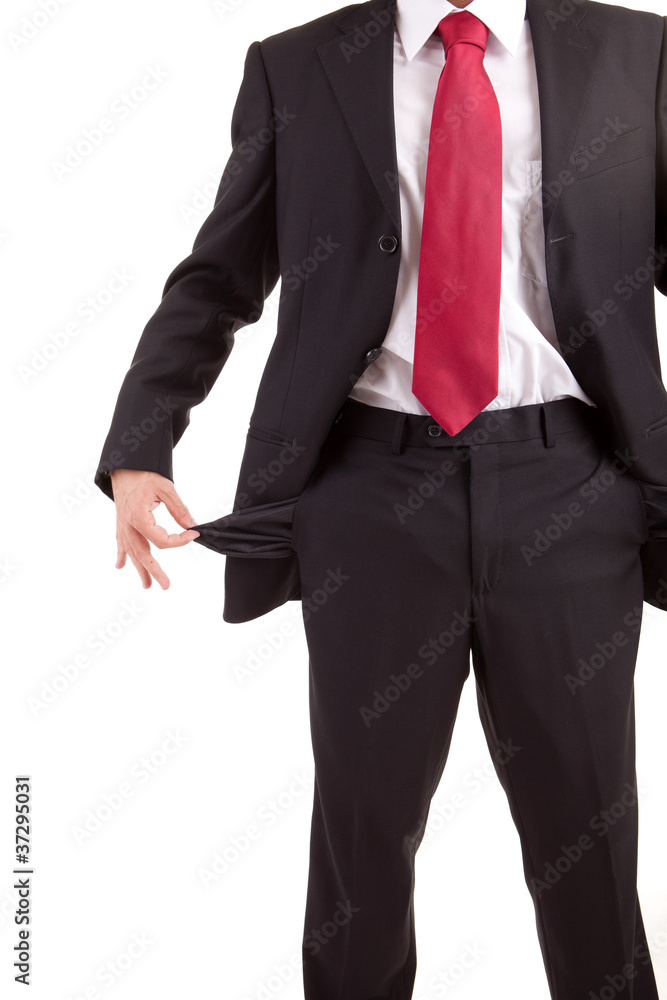 Man holding empty pocket Man holding empty pocket