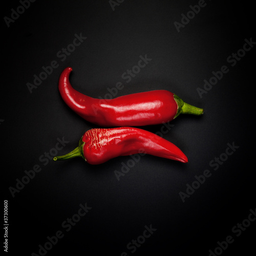Two pods of red pepper