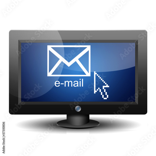 Icono monitor 3D con texto e-mail photo