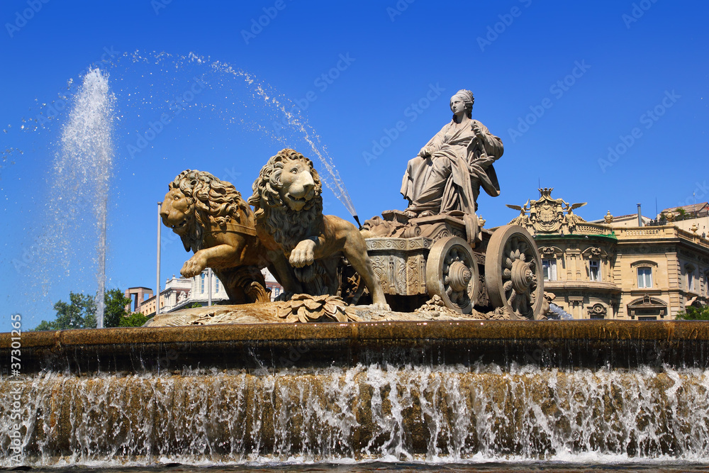 Cibeles statue Madrid fountain in Paseo Castellana
