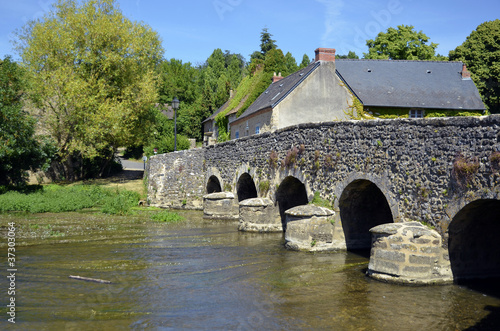 Εκτύπωση καμβά Old bridge at Asnières sur Viègre in France