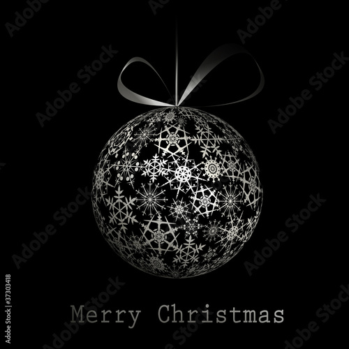 Silver Merry Christmas postcard