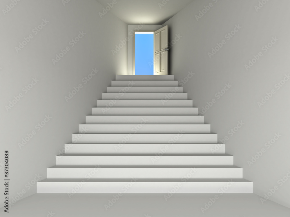Stairway and opened door to the sky