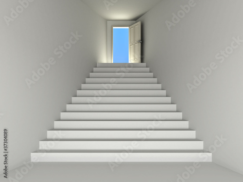 Stairway and opened door to the sky