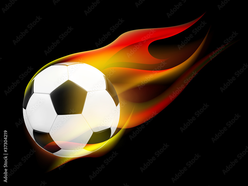 Fototapeta premium Soccer ball with Flames