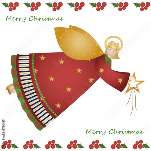 buon natale - angelo biondo con stella e fiocco