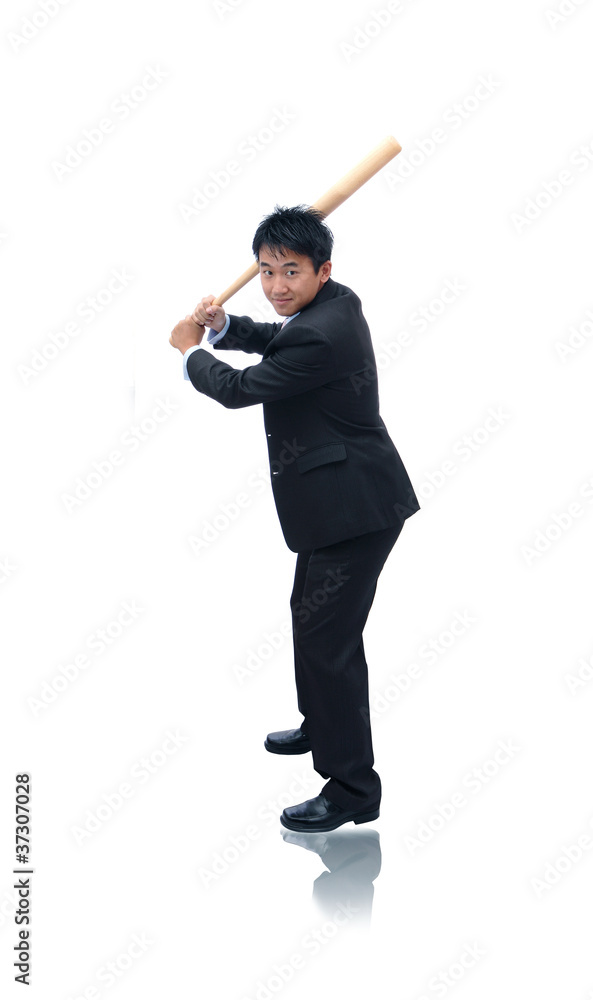 Business man holding baseball bat ready for a hit Stock Photo | Adobe Stock