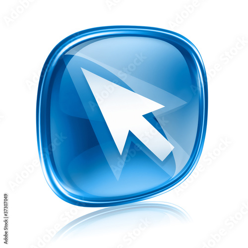 Free Download arrow icon blue glass, isolated on white background - GFXLoad