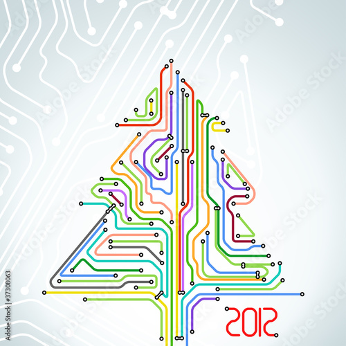 Abstract metro scheme christmas card