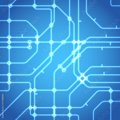 Seamless background of glowing metro scheme