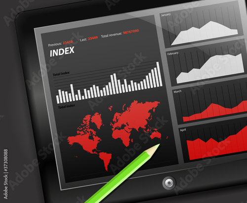 Modern touch gadget with infographics