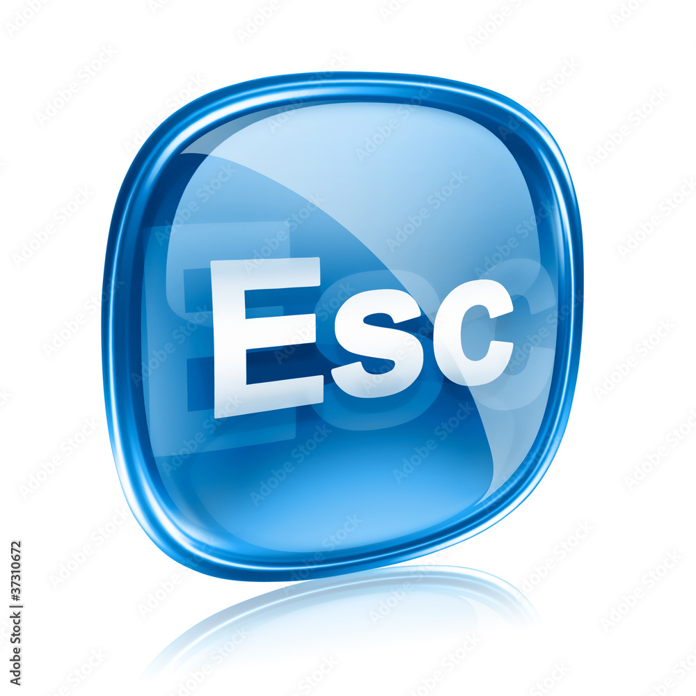 Esc icon blue glass, isolated on white background Esc icon blue glass, isolated on white background