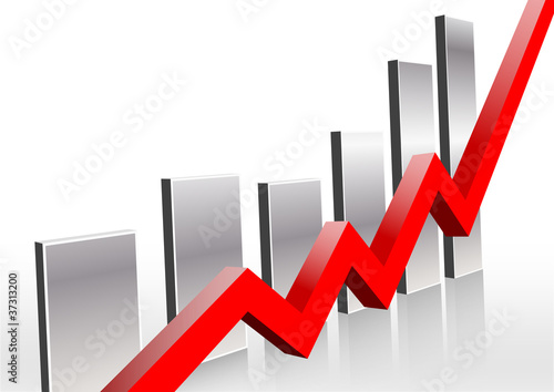 Säulendiagramm mit roter Trendlinie photo