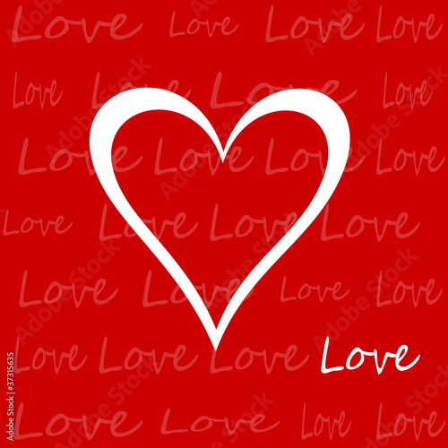 cuore bianco su sfondo rosso