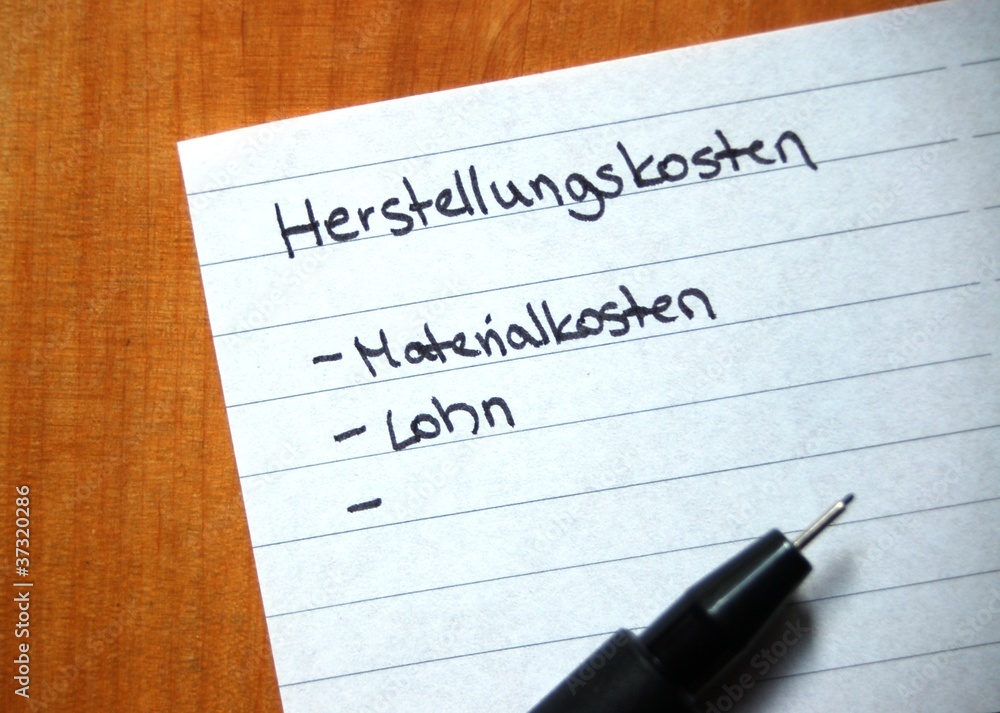 Herstellungskosten Herstellungskosten