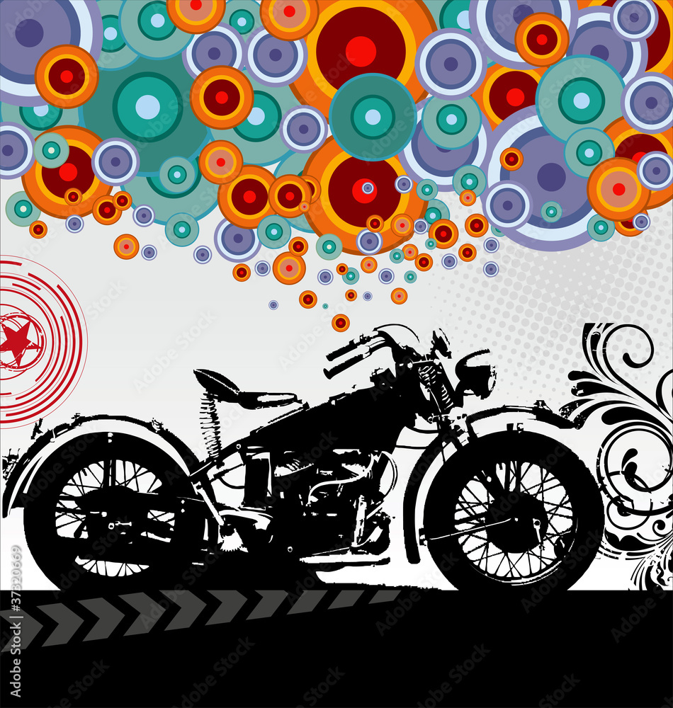 Vector background with a motorcycle