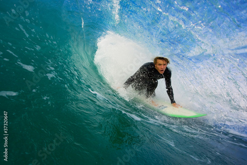 Surfer on Blue Ocean Wave