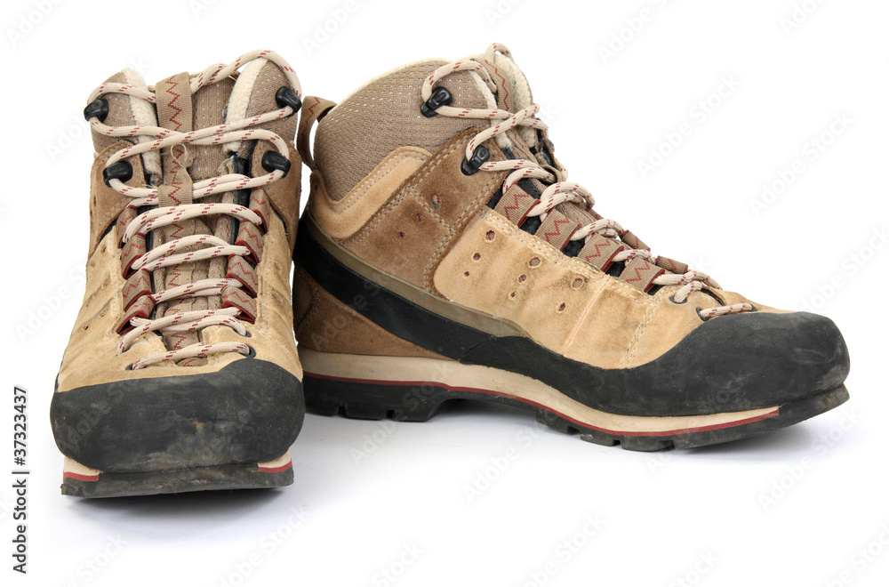 Hiking boots isolated on white background