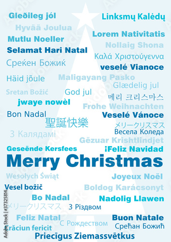 Biglietto Buon Natale scritta lingue traduzione photo