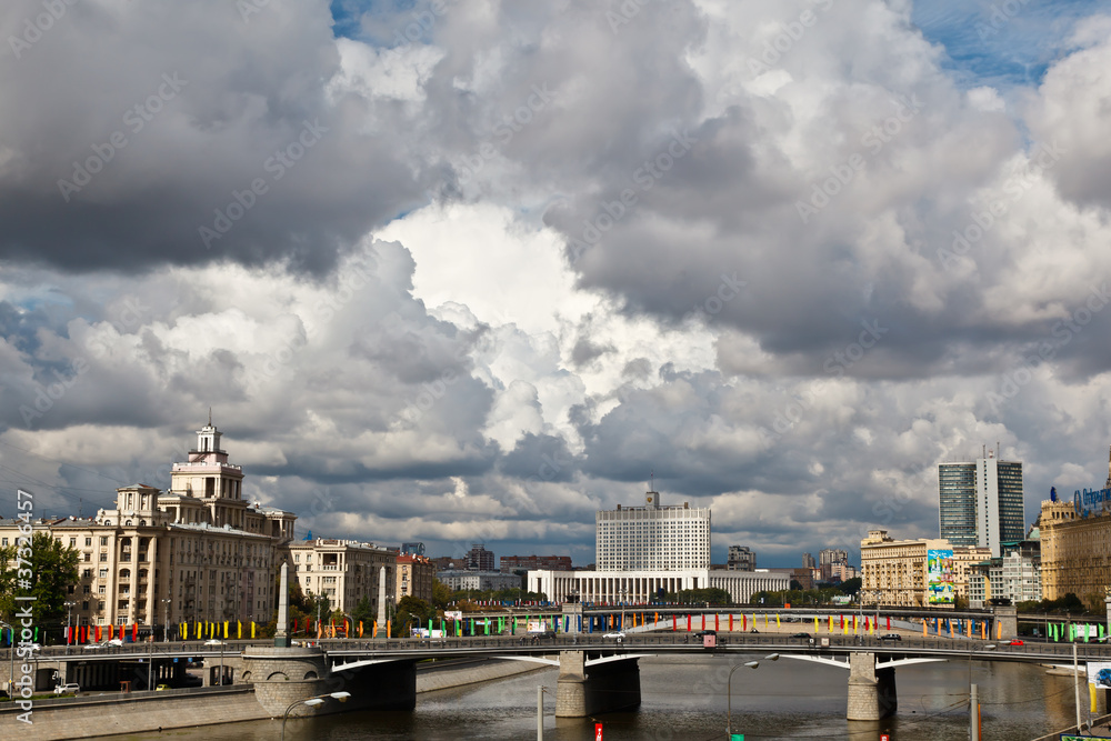 Moscow River and White House in Moscow, Russia