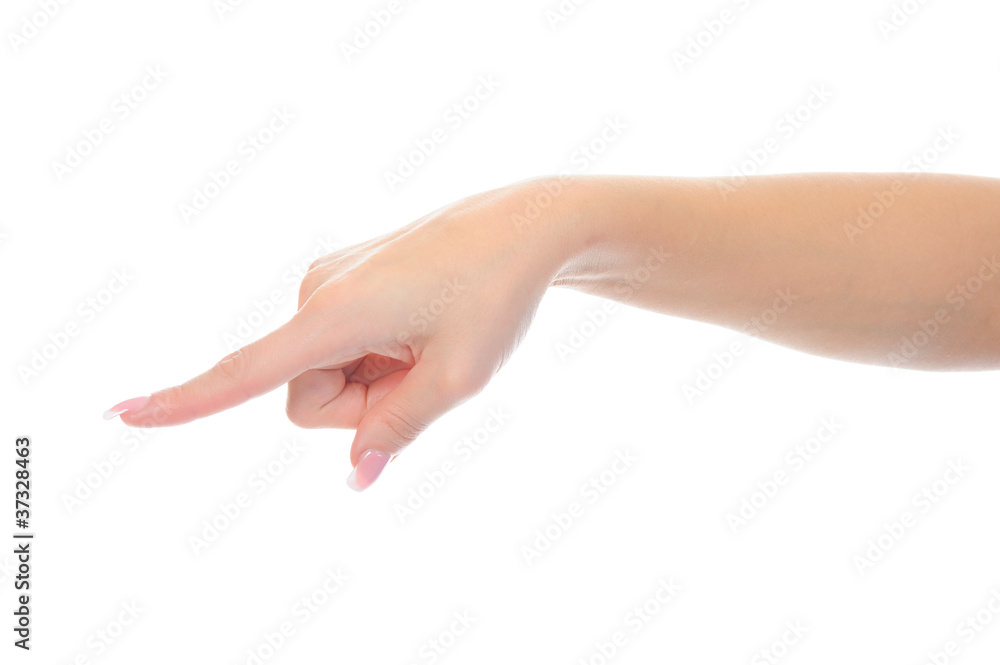 Hand simulating pressing a button. Hand simulating pressing a button.