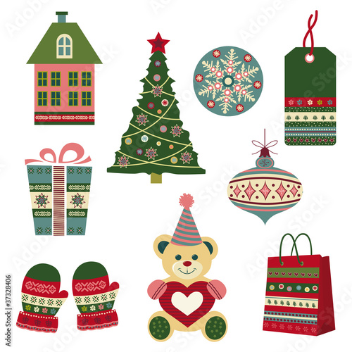Retro christmas icons