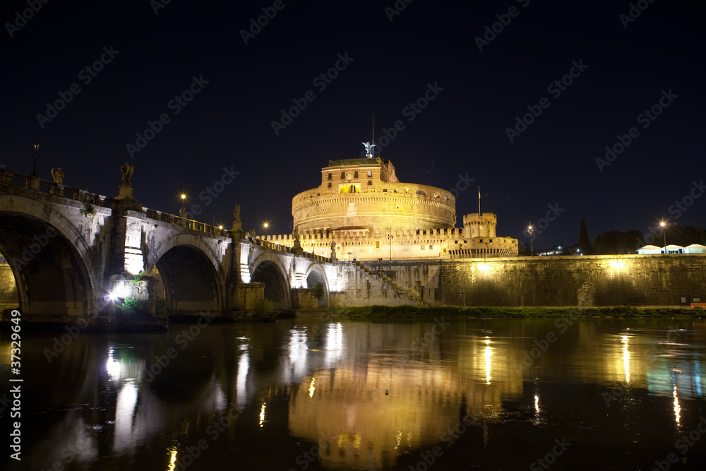 Italy. Rome. Night. Castel Sant' Angelo..