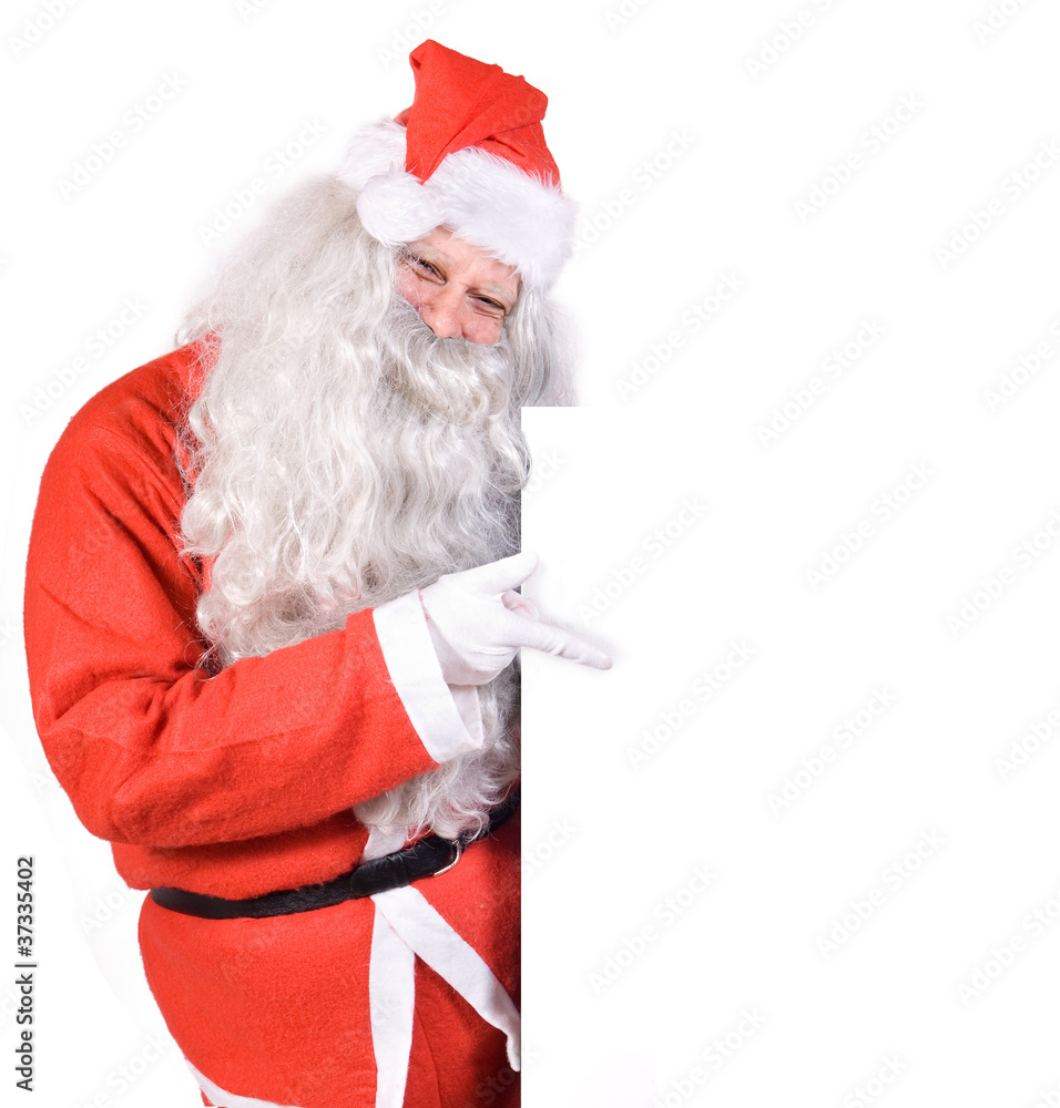 Santa Claus holding a blank Santa Claus holding a blank