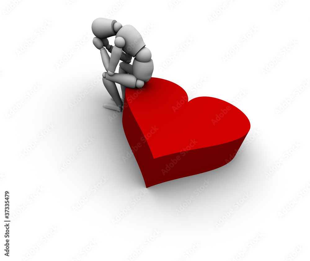 Sad Person Sitting on Heart Icon