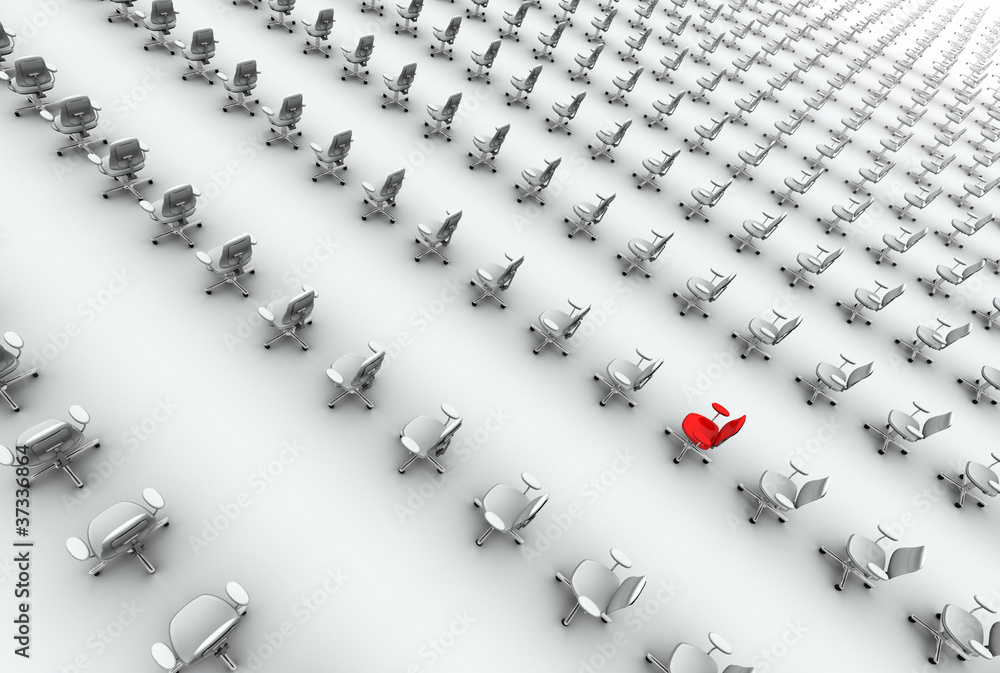 Hundreds of Office Chairs, One Red! Hundreds of Office Chairs, One Red!