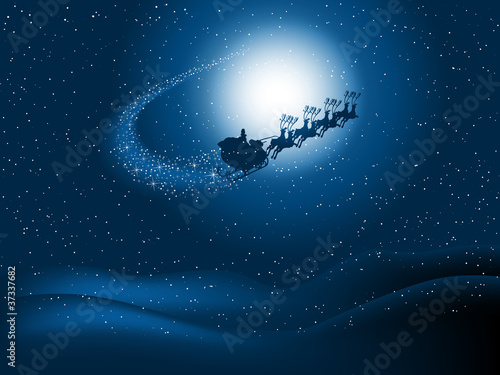 Santa in the night sky