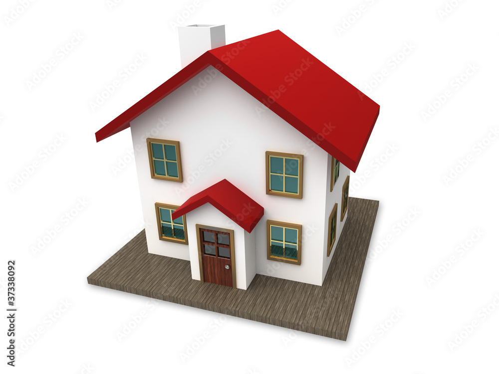 A small house with red roof A small house with red roof