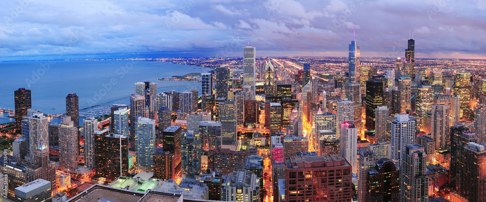 Fototapeta premium Chicago panoramę panoramy widok z lotu ptaka