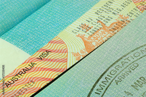 Obraz na płótnie australian visa and passport