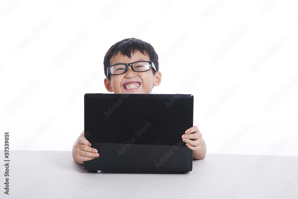 Happy Toddler with laptop Happy Toddler with laptop