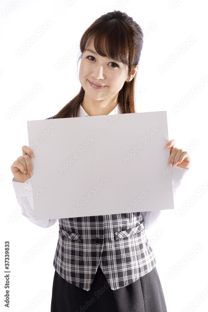 Beautiful business woman with white board Beautiful business woman with white board