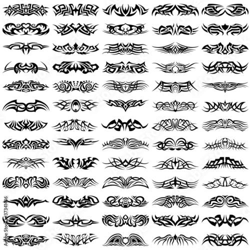Fotografie, Obraz Big, vector set of tribal tattoos