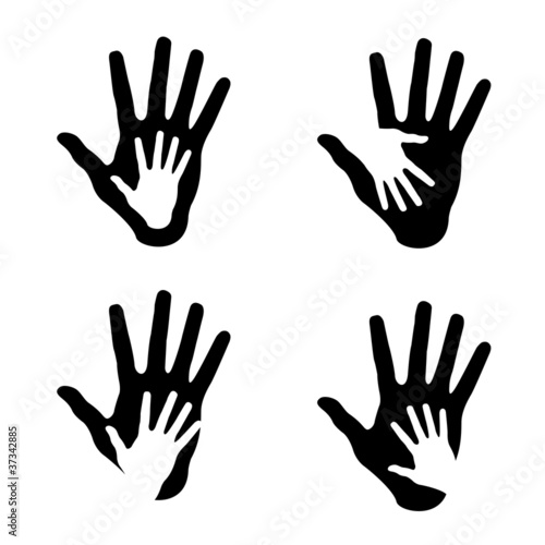 Set of Helping hands, abstract illustrations