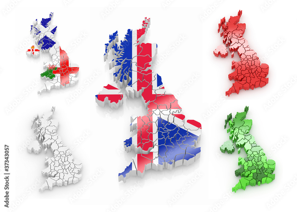 Three-dimensional map of Great Britain